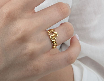 Adjustable Couple Name Ring